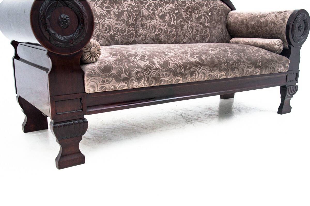 Antique sofa in Biedermeier style, Northern Europe, circa 1840.