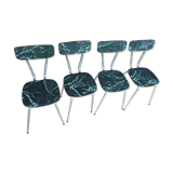 4 chairs in very dark green formica marble effect