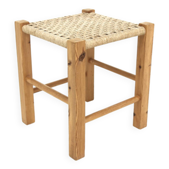 Scandinavian pine and rope stool, Sweden, 1960
