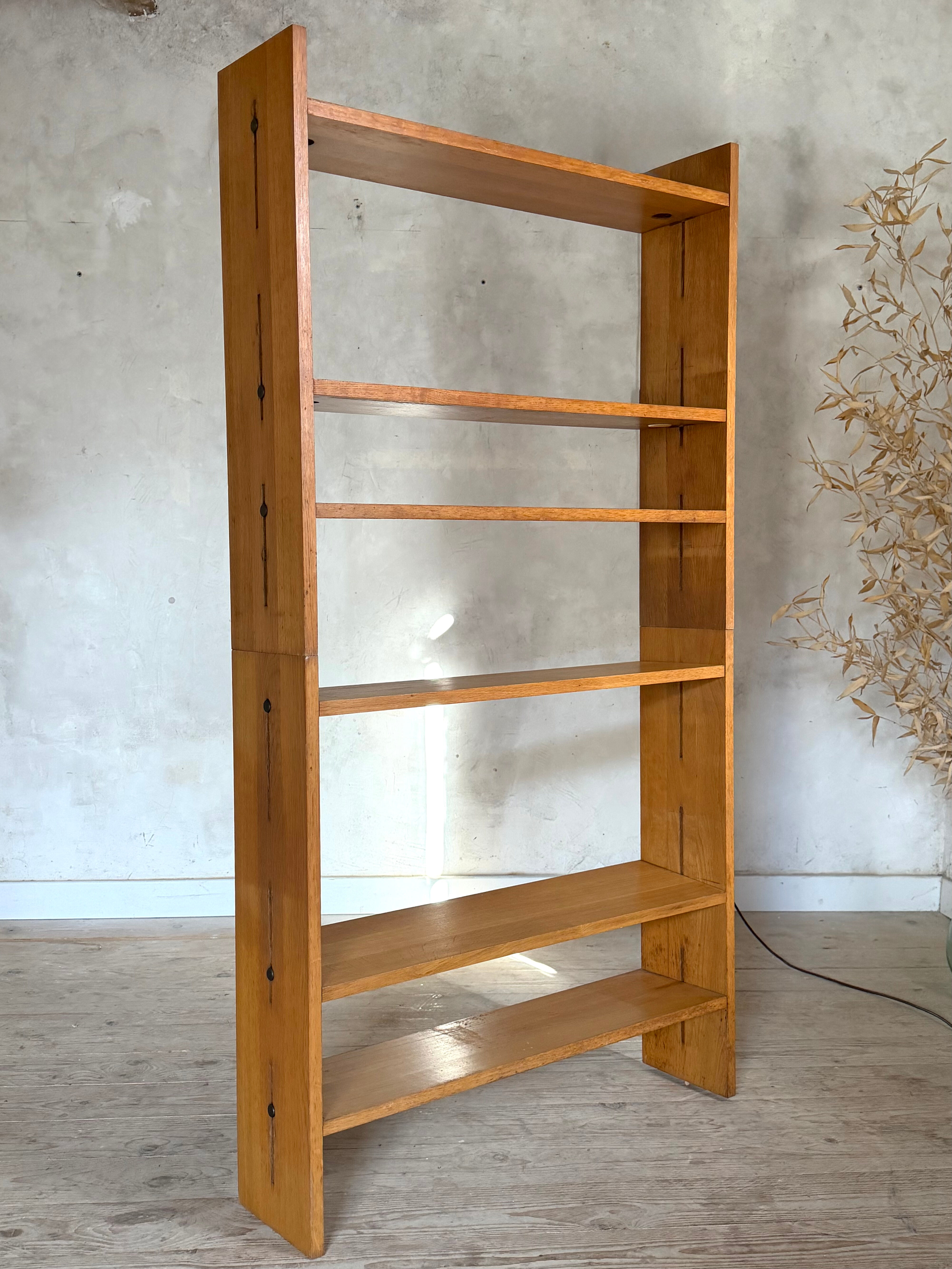 Vintage freestanding bookshelf in solid oak
