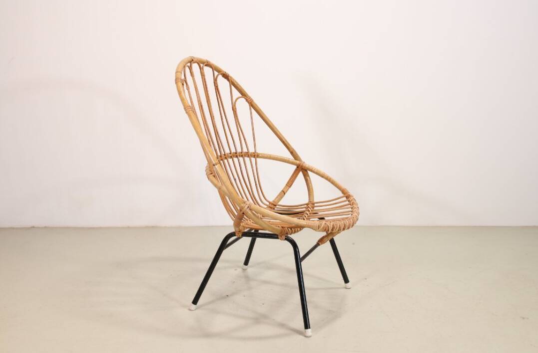 Vintage rattan wicker armchair by Rohe Noordwolde