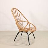 Vintage rattan wicker armchair by Rohe Noordwolde