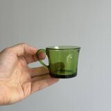 6 petites tasses à café en verre vert épais