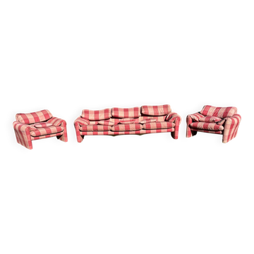 3-seater sofa and 2 armchairs Cassina Maralunga by Vico Magistretti