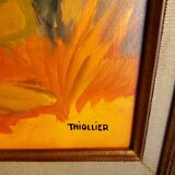 Village au soleil - huile sur toile - eliane thiollier