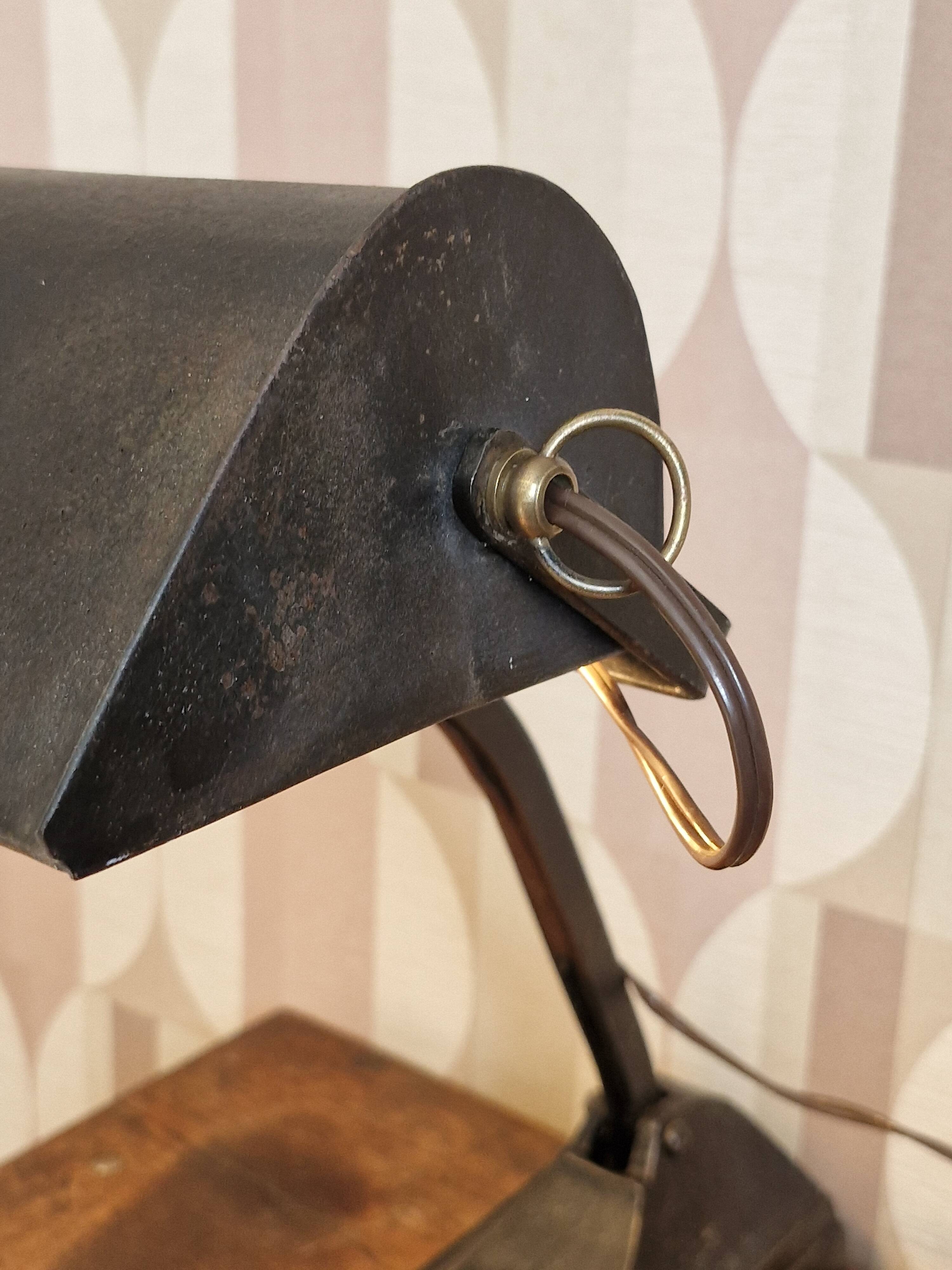 Black cast iron desk lamp, industrial Bauhaus design