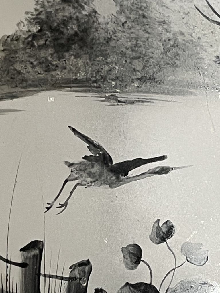 Carafe- Scenery of a lake landscape and a crane taking off
