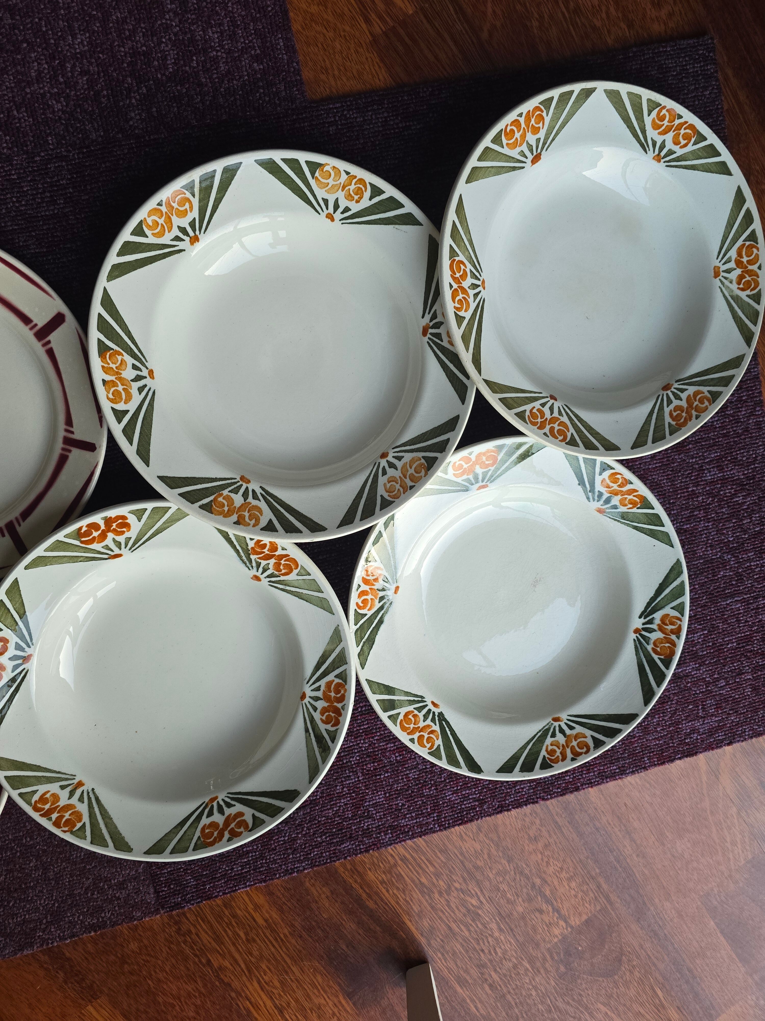 Antique Art Deco plates from the 1930s by Badonviller and Labrut brothers.