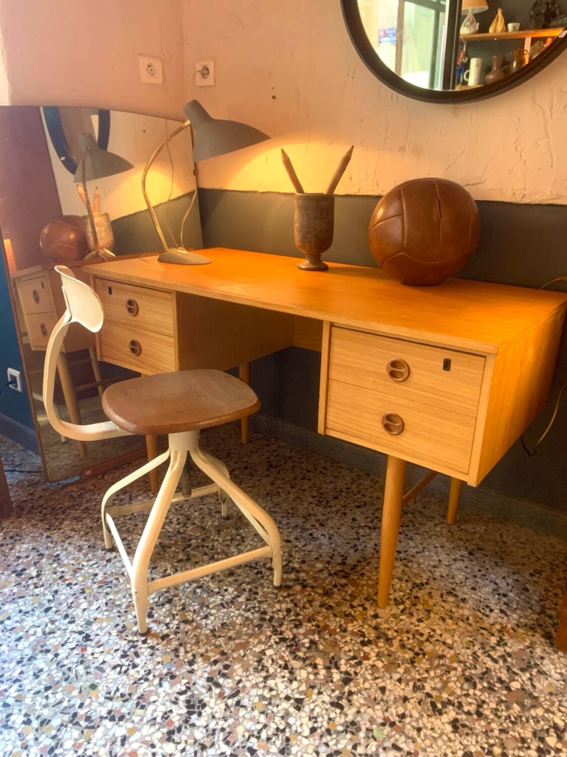 Scandinavian-style desk in light wood