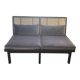 Black lacquered oak 2-seater bench with caning and lalala velvet.