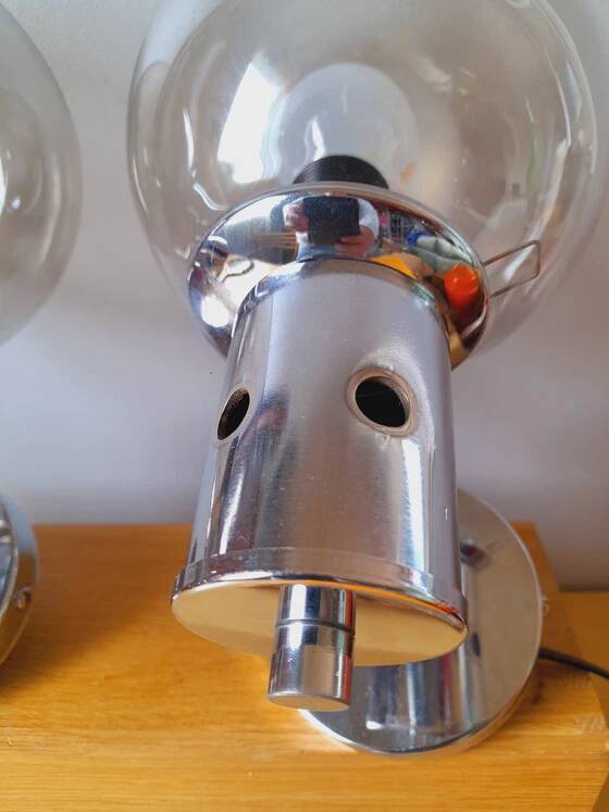 Pair of chrome wall lights 1970