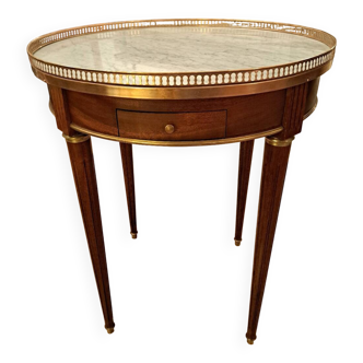 Mahogany and marble bouillotte table