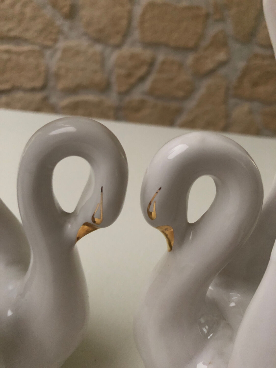 Pair of ceramic swans