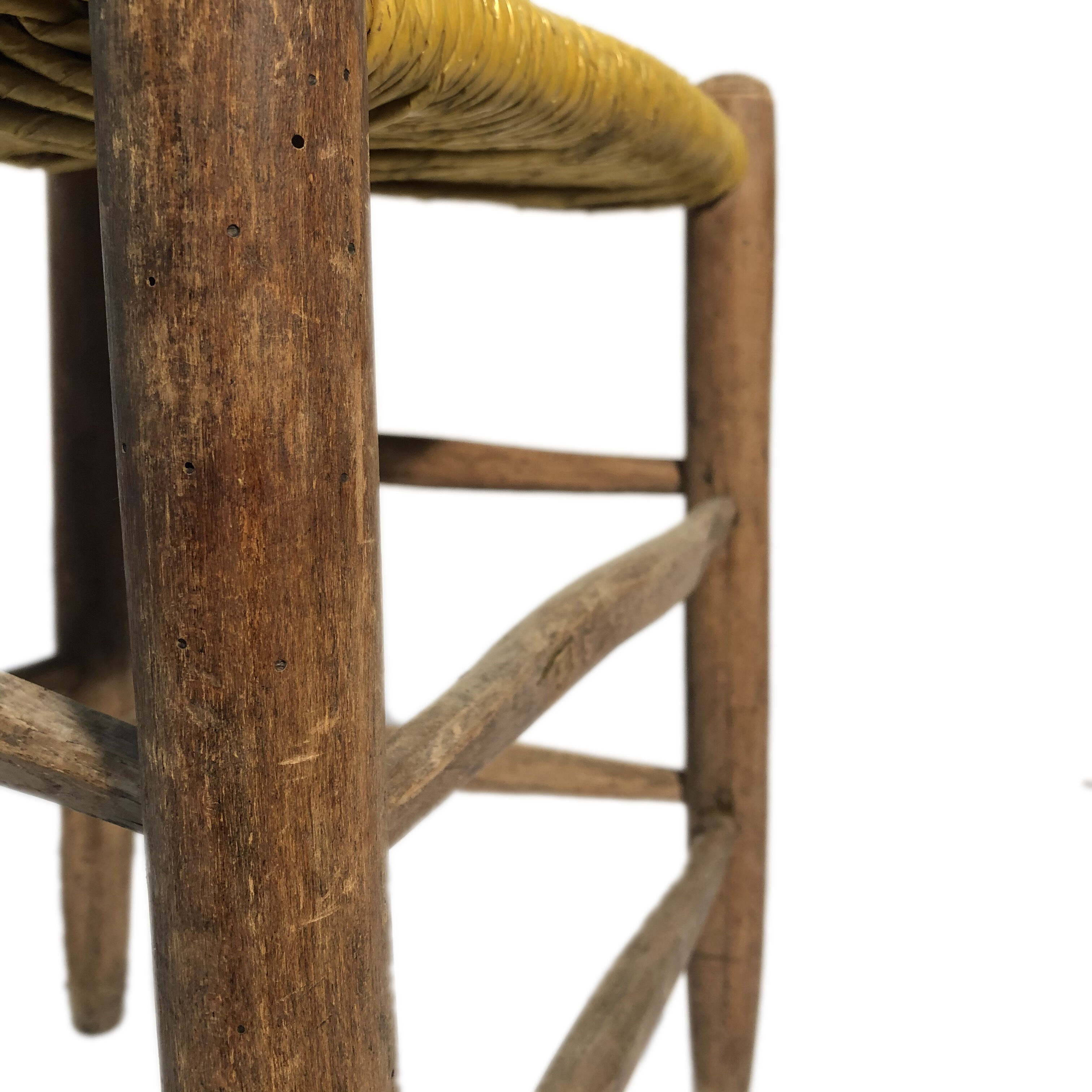Old wooden chair, mulched seat