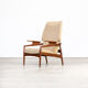 60s John Boné teak and wool adjustable lounge chair for Advance Design