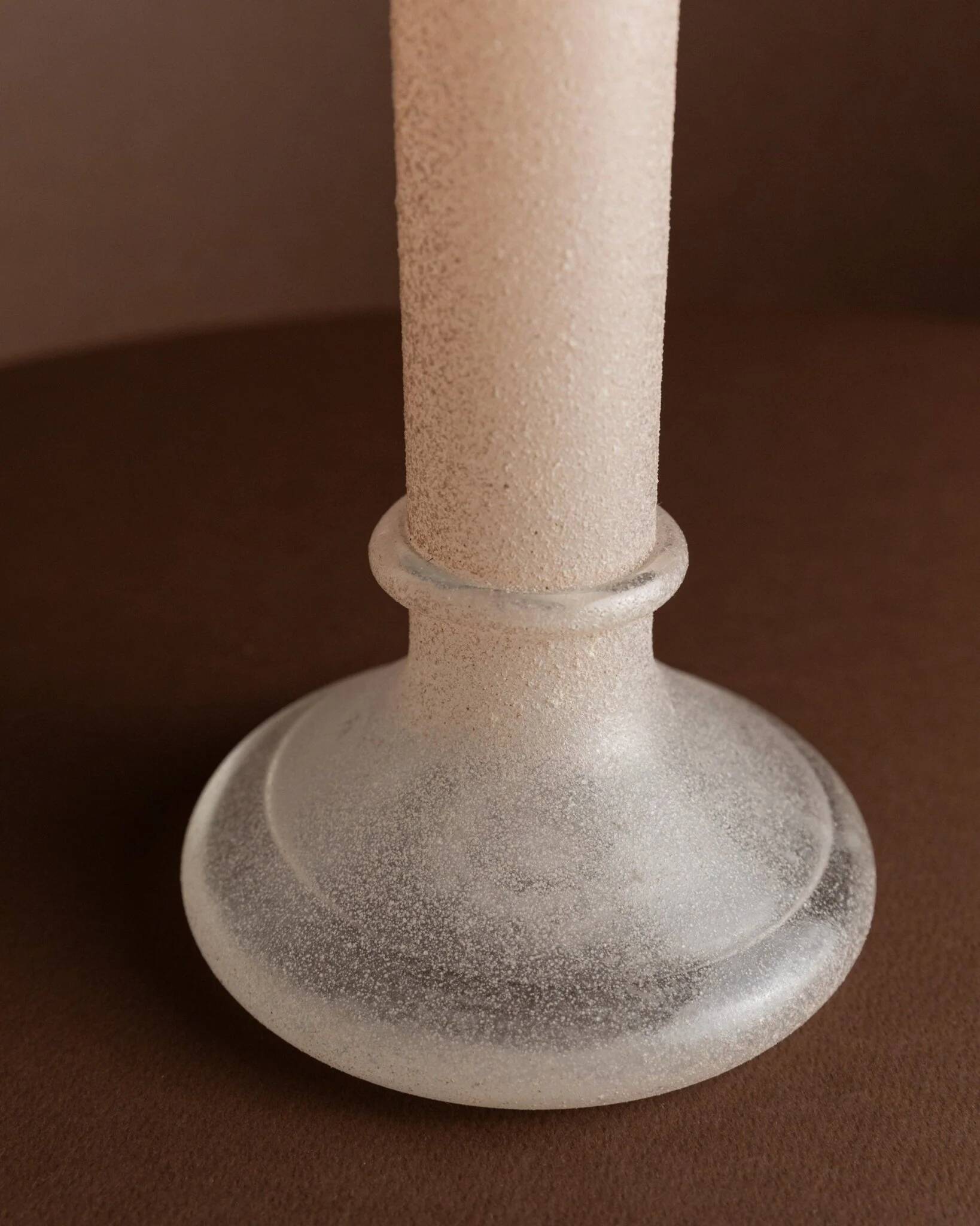 Murano pink Scavo glass candlestick - classic 1970s Italian candle holder, hand-made