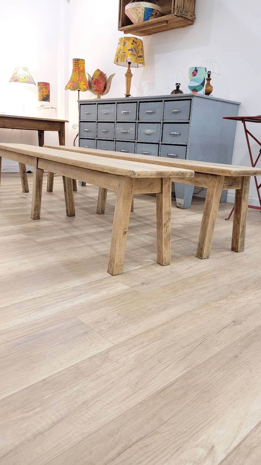 Two oak farm benches