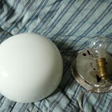 Ceiling lamp in opaline half-moon 1950 diameter: 20cm.