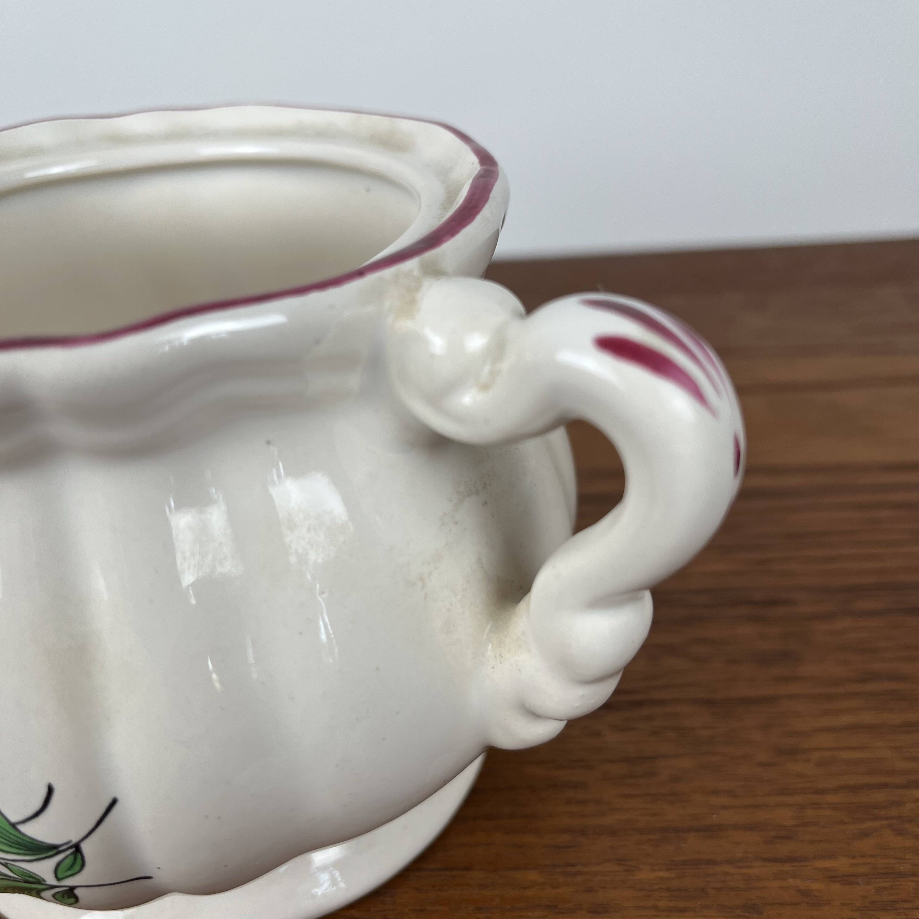 Antique Lunéville sugar bowl, Réverbère model, 1887