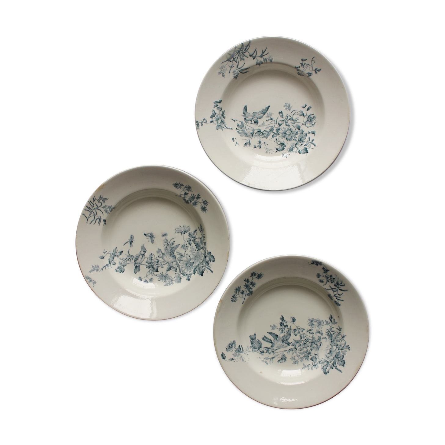 3 assiettes creuses de longwy