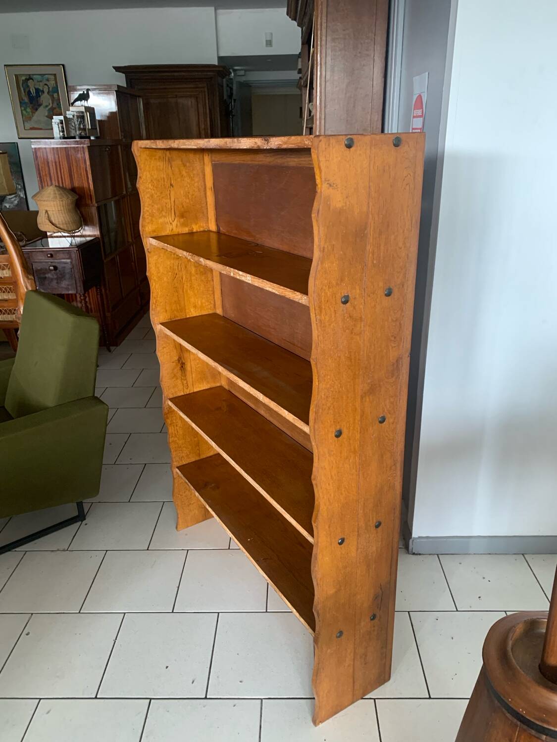 Vintage brutalist oak bookcase