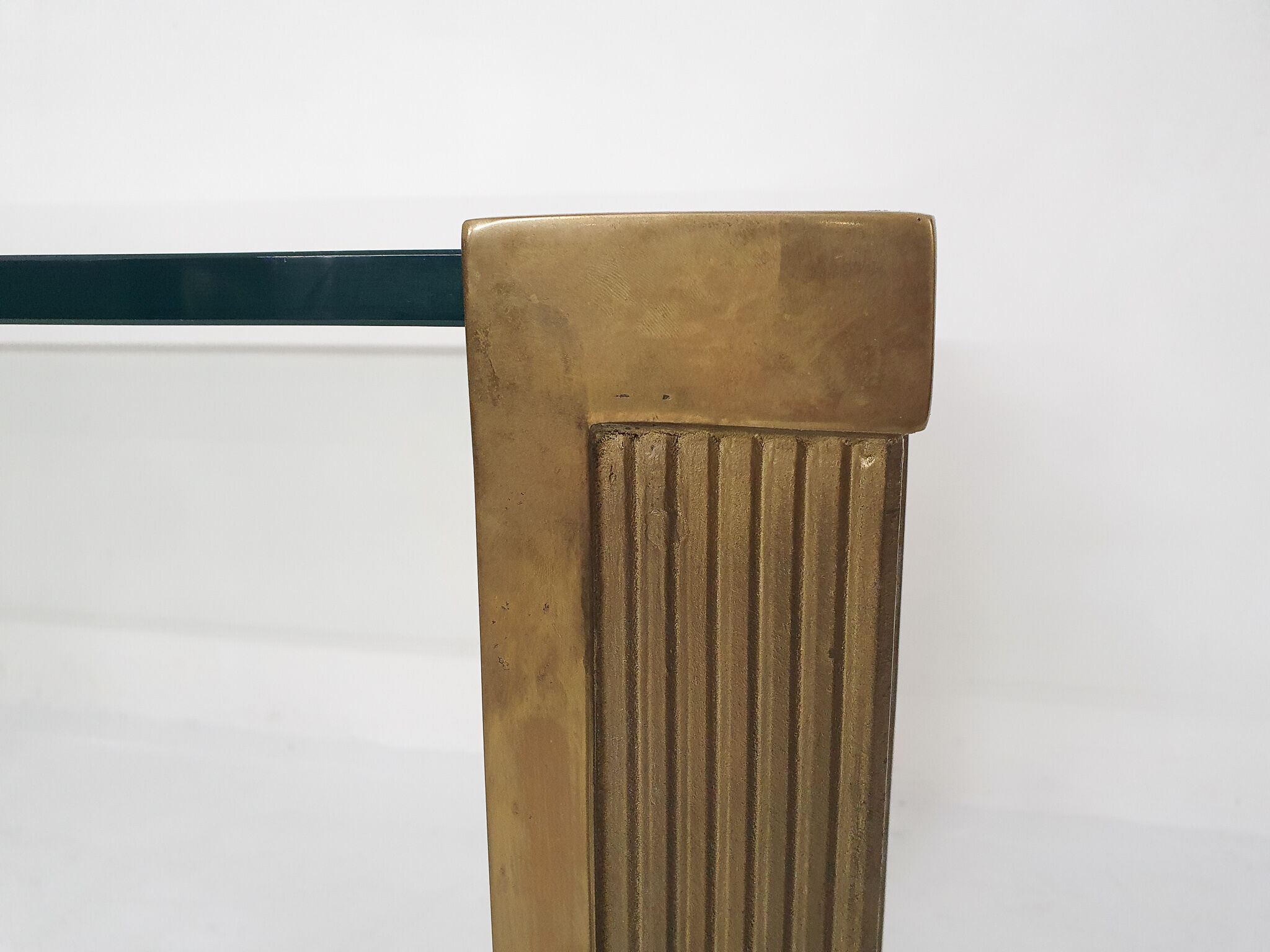Table à manger en verre et bronze par Peter Ghyczy, Allemagne années 1970