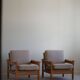 Modern Danish, Pair of Lounge Armchairs in Oak and Linen, Henning Kjærnulf, 1960s