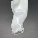 White tinted glass vase with crumpled effect