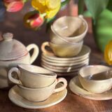 Ceramic cups, saucers and sugar bowl, Salernes, Var, 1960