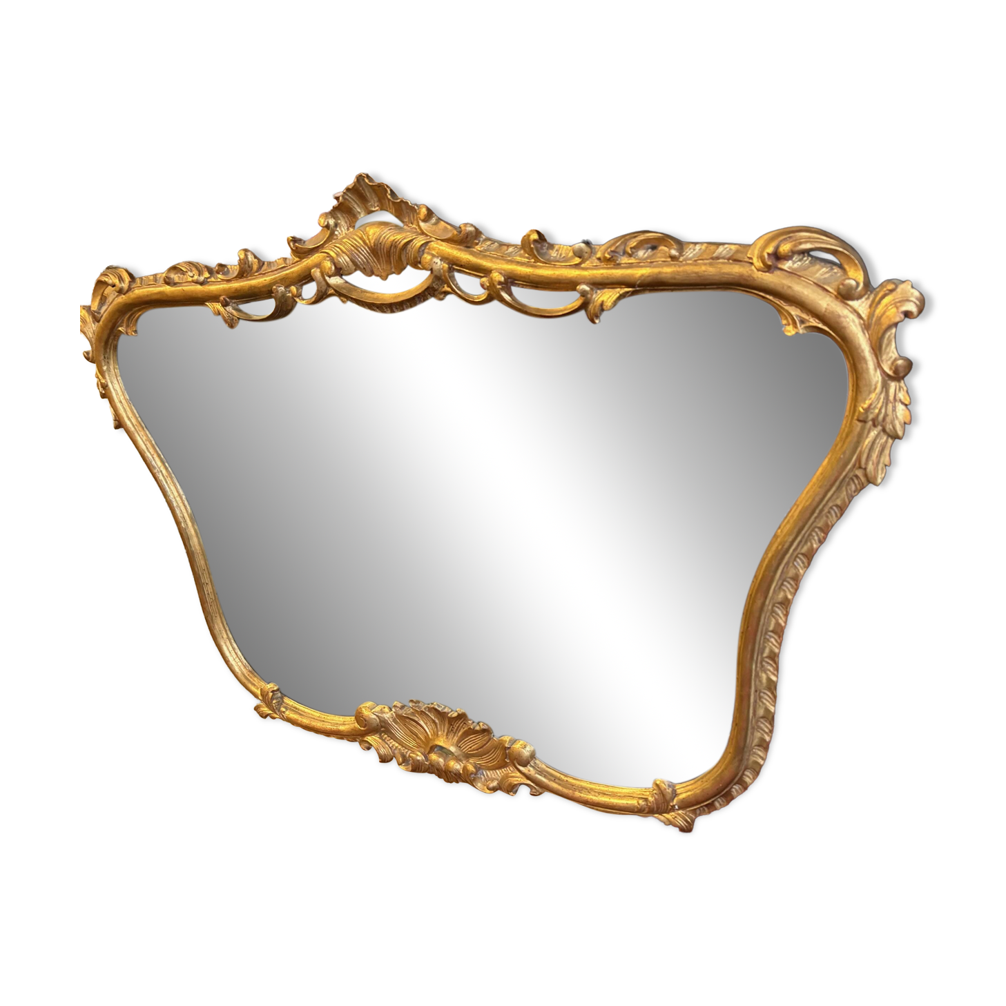 Napoleon III giltwood mirror, Louis XV rocaille style – hallmarked