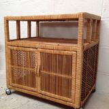 Vintage rattan buffet with wheels