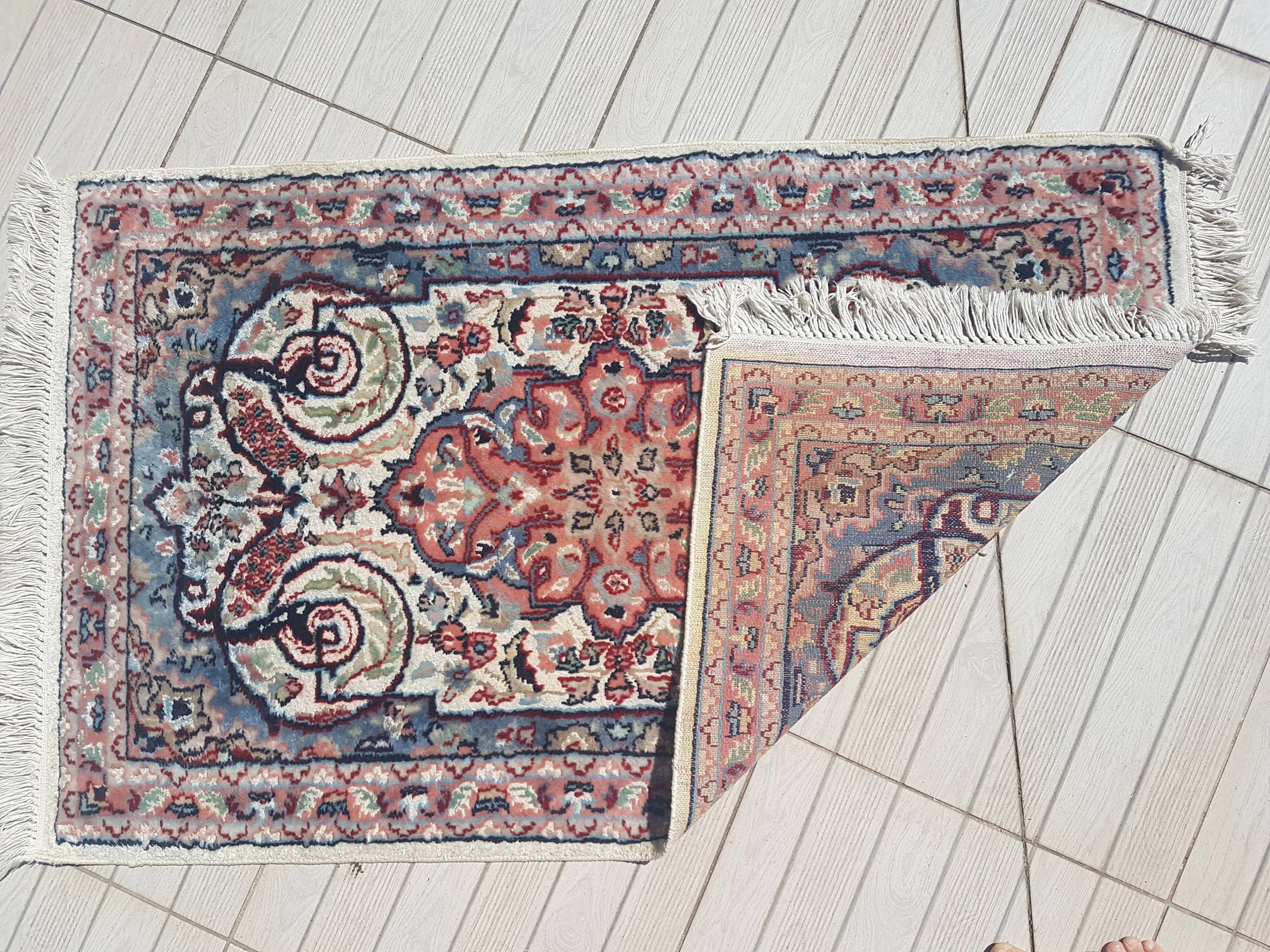 Iranian silk carpet handmade 76x131cm