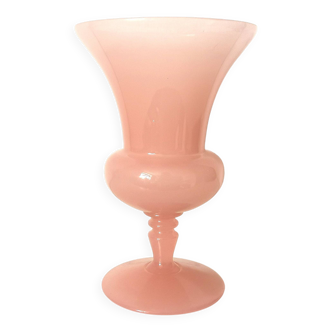 vase, centre de table , en opaline rose , fabrication Italienne