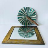 Old square mirror in gilded brass 32x32cm