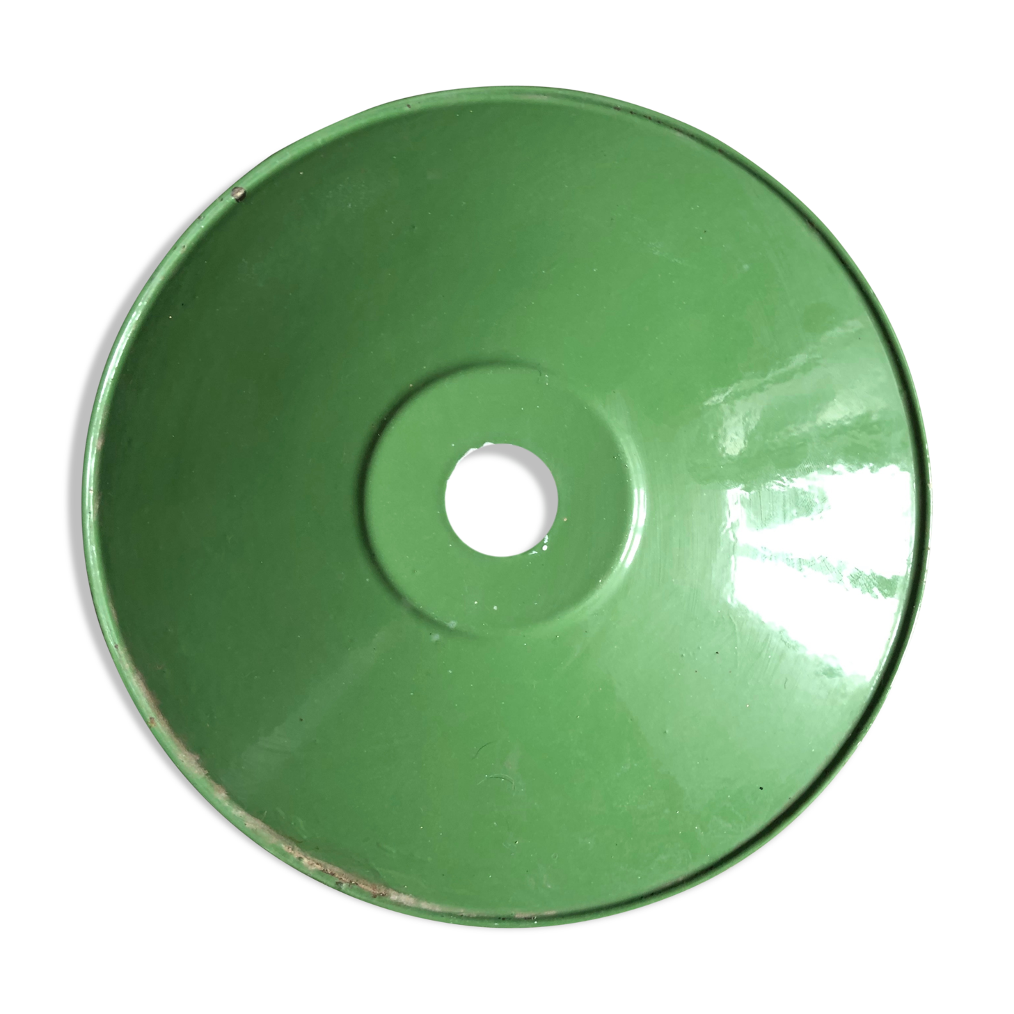 Date shade in vintage enamelled sheet style white and green farm -25cm