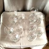 Suite of 12 walking glasses for the digestive in serious crystal years 1930 1940