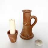 Bougeoir et vase en grès