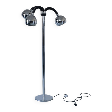 Chrome 3-arm space-age floor lamp | Italy | 1970s