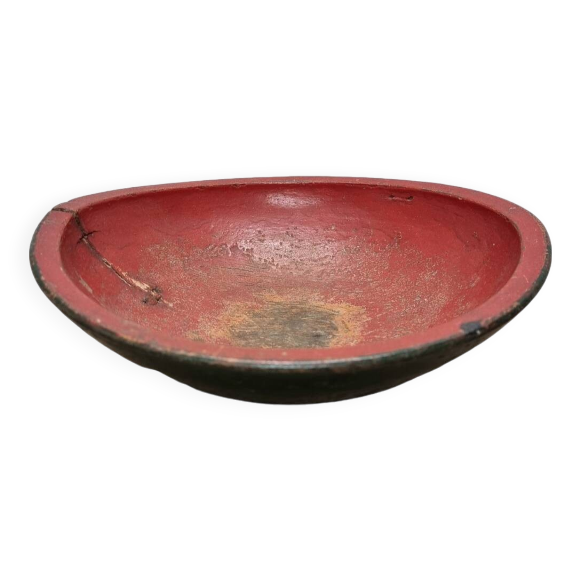 Antique Japanese Wooden Urushi Dough Bowl, from around 1900