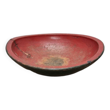 Antique Japanese Wooden Urushi Dough Bowl, from around 1900