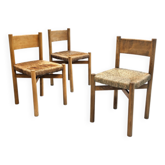 Série de 3 chaises Méribel par Charlotte Perriand