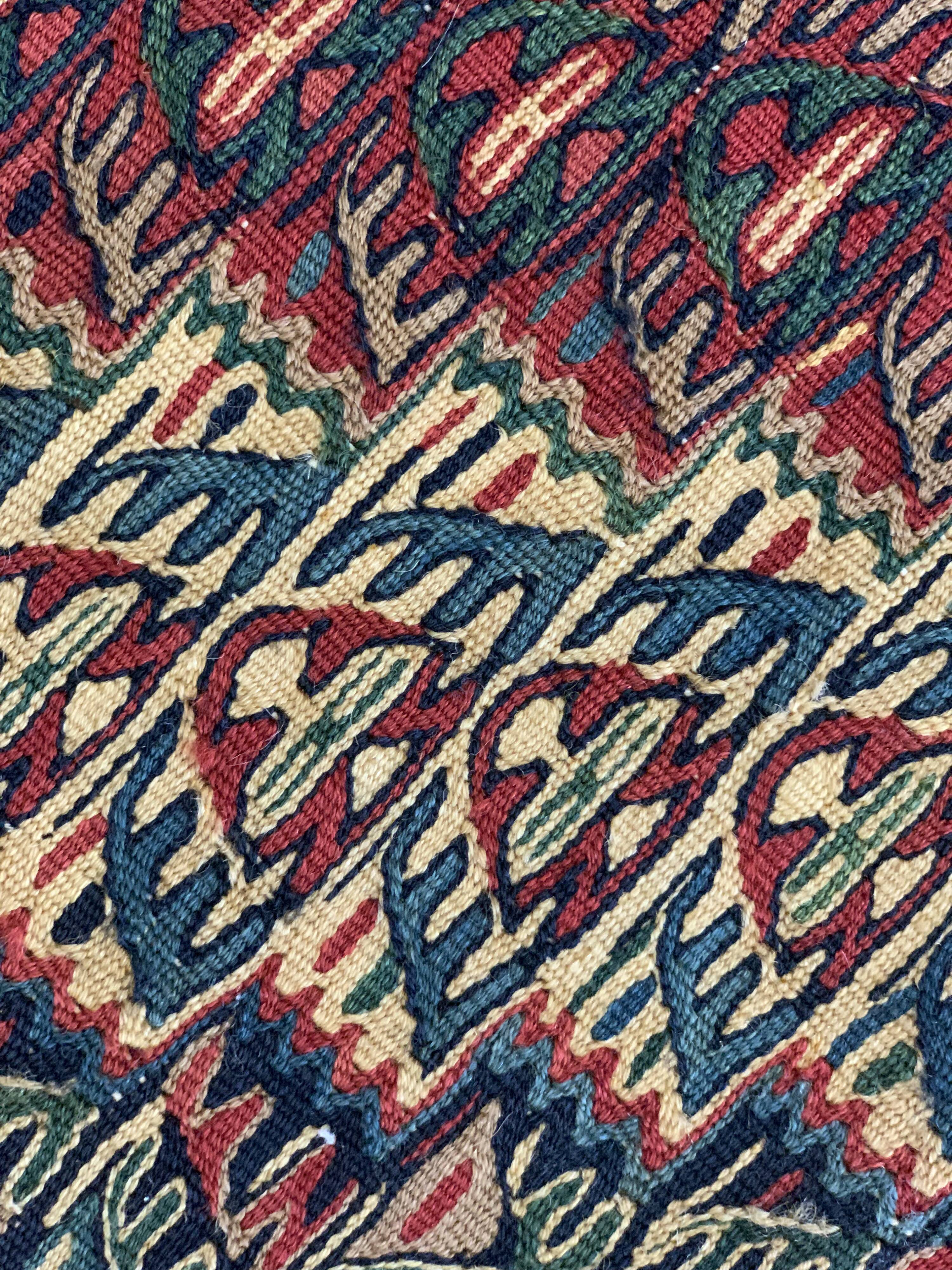 Pair of blue & green silk and wool kilims handmade persian rugs