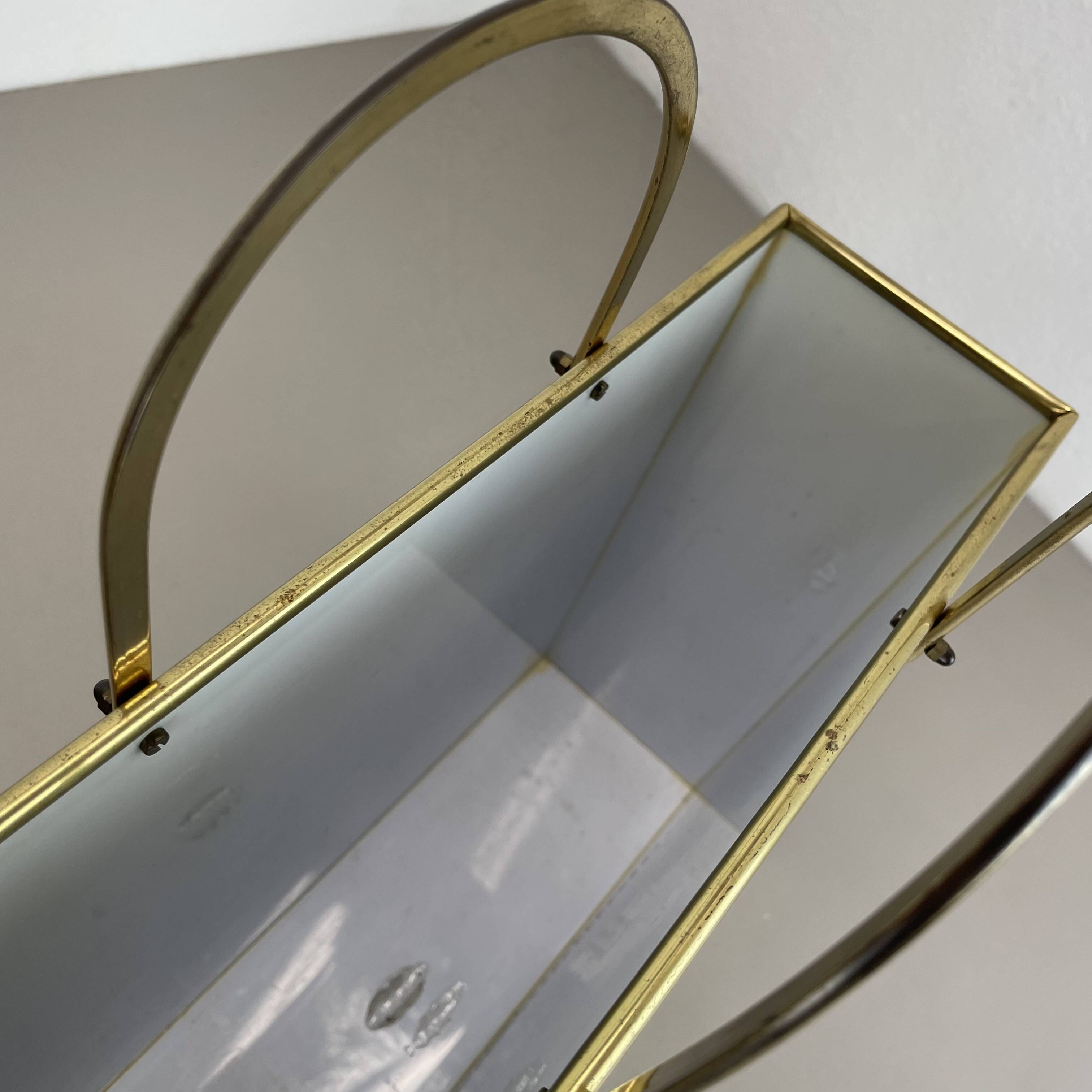 Rare hollywood regency paul evans style bicolor magazine holder, italy 1970