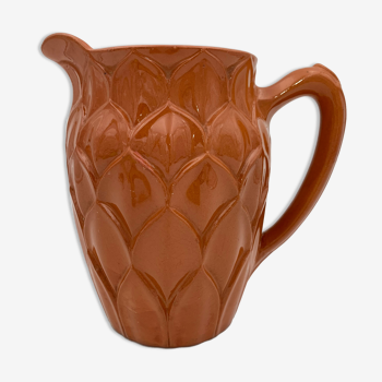 Pitcher art deco earthenware st clement, france, decoration "artichoke" - 1930s