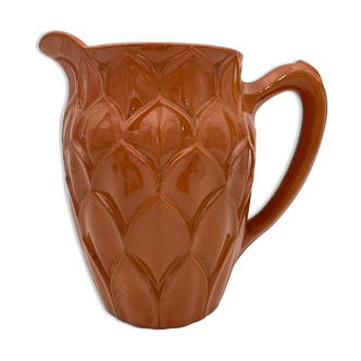 Pitcher art deco earthenware st clement, france, decoration "artichoke" - 1930s