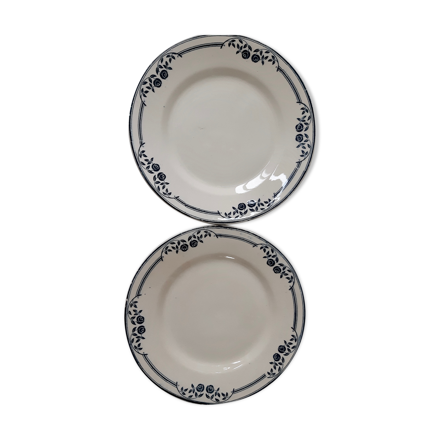 Lot of 2 dessert plates Terre de Fer Salins, Saussure model