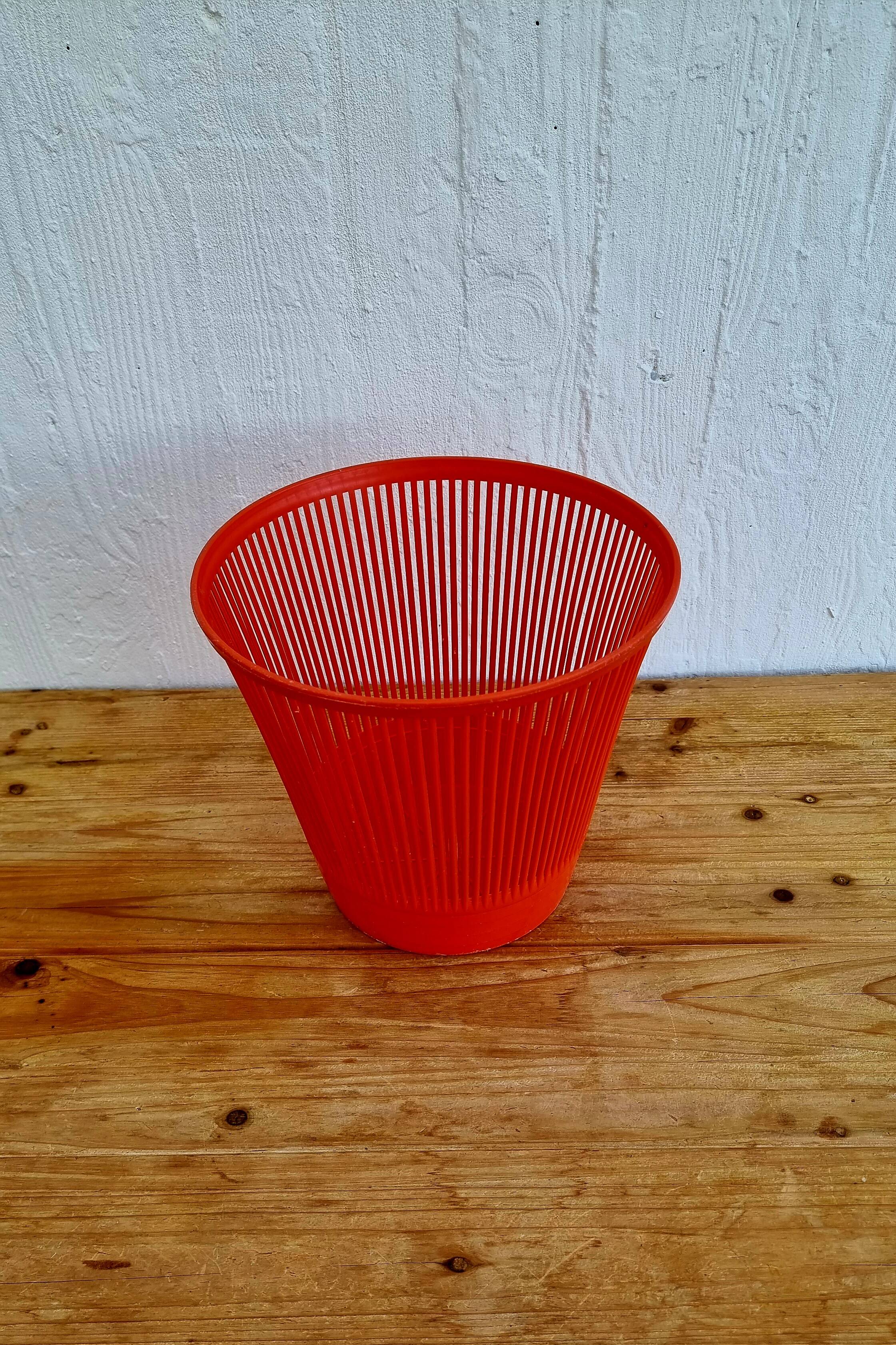 Vintage Syla orange waste paper basket