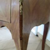 Pair of 2 Louis XV bedside tables - marquetry - 2 drawers - pink marble