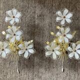 Pair of vintage golden sconces and lucite flowers