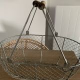 Panier vintage en metal et bois